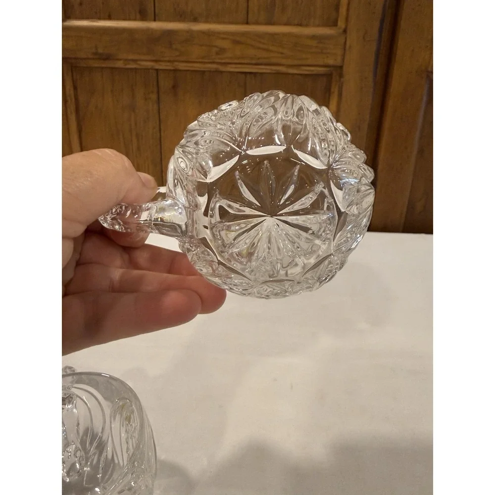 Vintage Barware Mid Century Crystal Pinwheel Etched Beer Mug Set W/ Original Box